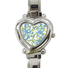 Birds Silhouette Motif Random Pattern Heart Italian Charm Watch by dflcprintsclothing