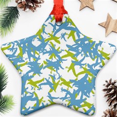 Birds Silhouette Motif Random Pattern Star Ornament (two Sides) by dflcprintsclothing