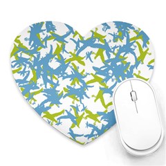 Birds Silhouette Motif Random Pattern Heart Mousepads by dflcprintsclothing