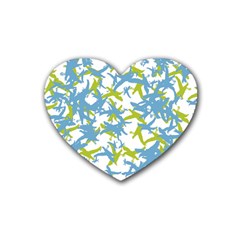 Birds Silhouette Motif Random Pattern Rubber Heart Coaster (4 Pack) by dflcprintsclothing