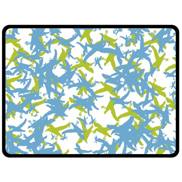 Birds Silhouette Motif Random Pattern Fleece Blanket (Large) 