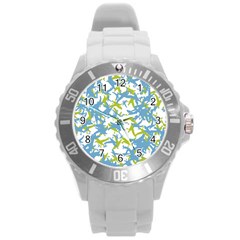 Birds Silhouette Motif Random Pattern Round Plastic Sport Watch (l) by dflcprintsclothing