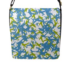 Birds Silhouette Motif Random Pattern Flap Closure Messenger Bag (l) by dflcprintsclothing