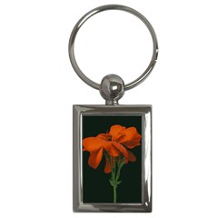 Red Geranium Over Black Background Key Chain (rectangle) by dflcprintsclothing