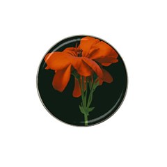 Red Geranium Over Black Background Hat Clip Ball Marker (4 Pack) by dflcprintsclothing