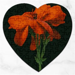 Red Geranium Over Black Background Jigsaw Puzzle (heart) by dflcprintsclothing