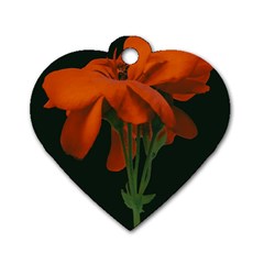 Red Geranium Over Black Background Dog Tag Heart (one Side) by dflcprintsclothing