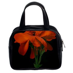 Red Geranium Over Black Background Classic Handbag (two Sides) by dflcprintsclothing