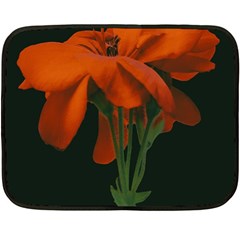 Red Geranium Over Black Background Fleece Blanket (mini) by dflcprintsclothing