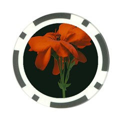 Red Geranium Over Black Background Poker Chip Card Guard (10 Pack) by dflcprintsclothing