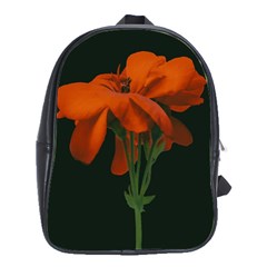 Red Geranium Over Black Background School Bag (large)