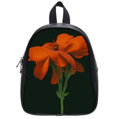 Red Geranium Over Black Background School Bag (small) by dflcprintsclothing