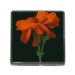 Red Geranium Over Black Background Memory Card Reader (square 5 Slot) by dflcprintsclothing