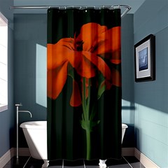 Red Geranium Over Black Background Shower Curtain 36  X 72  (stall)  by dflcprintsclothing