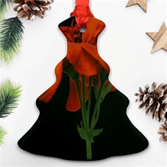 Red Geranium Over Black Background Christmas Tree Ornament (two Sides) by dflcprintsclothing