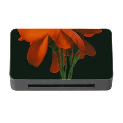 Red Geranium Over Black Background Memory Card Reader With Cf by dflcprintsclothing