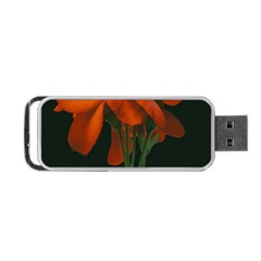 Red Geranium Over Black Background Portable Usb Flash (one Side) by dflcprintsclothing