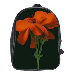 Red Geranium Over Black Background School Bag (xl)