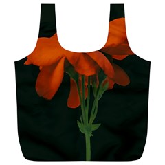 Red Geranium Over Black Background Full Print Recycle Bag (xl) by dflcprintsclothing