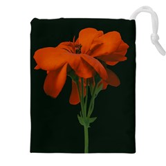 Red Geranium Over Black Background Drawstring Pouch (5xl) by dflcprintsclothing