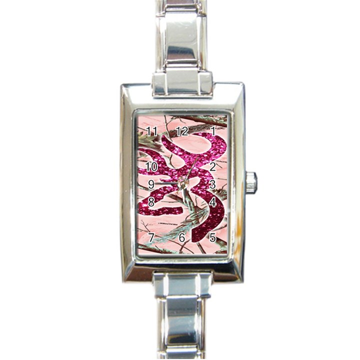 Browning Deer Glitter Rectangle Italian Charm Watch