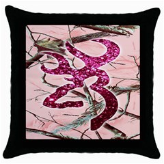 Browning Deer Glitter Throw Pillow Case (black)