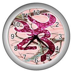 Browning Deer Glitter Wall Clock (silver) by artworkshop