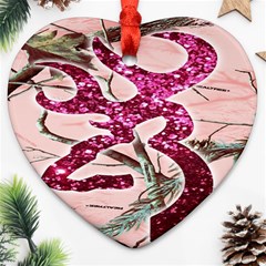 Browning Deer Glitter Heart Ornament (two Sides) by artworkshop