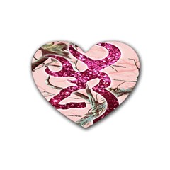 Browning Deer Glitter Rubber Heart Coaster (4 Pack) by artworkshop