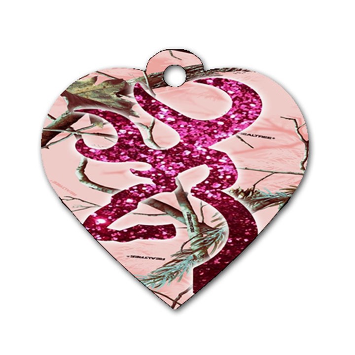 Browning Deer Glitter Dog Tag Heart (Two Sides)