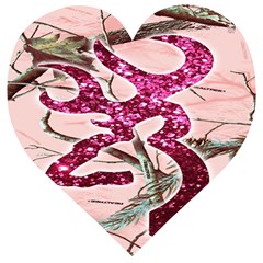 Browning Deer Glitter Wooden Puzzle Heart by artworkshop