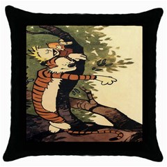 Calvin And Hobbes Throw Pillow Case (black)