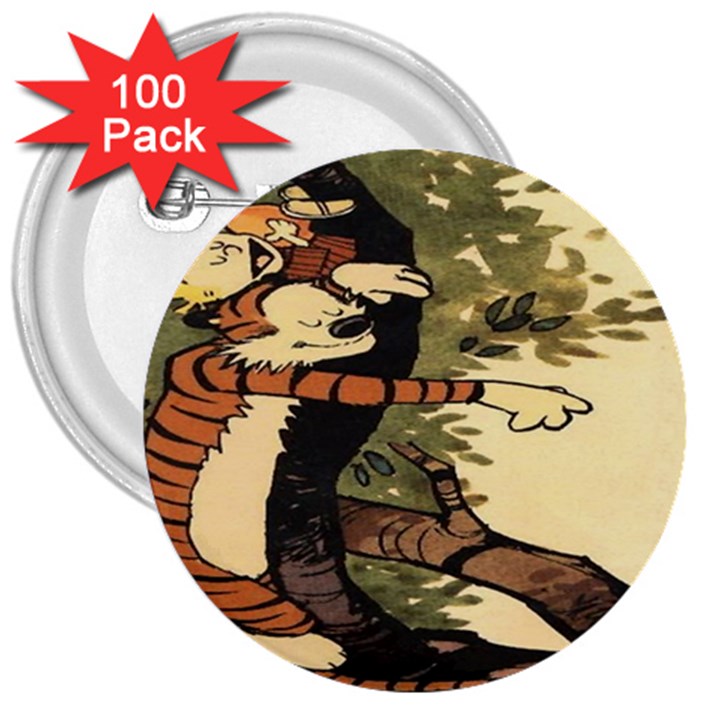 Calvin And Hobbes 3  Buttons (100 pack) 