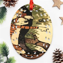 Calvin And Hobbes Oval Filigree Ornament (two Sides) by artworkshop