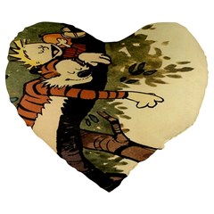 Calvin And Hobbes Large 19  Premium Heart Shape Cushions