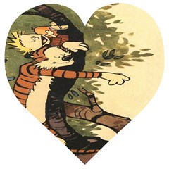 Calvin And Hobbes Wooden Puzzle Heart by artworkshop