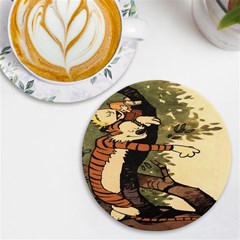 Calvin And Hobbes Uv Print Round Tile Coaster