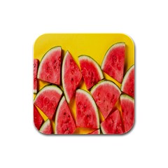 Watermelon Rubber Square Coaster (4 Pack) by artworkshop