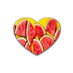 Watermelon Rubber Coaster (heart) by artworkshop