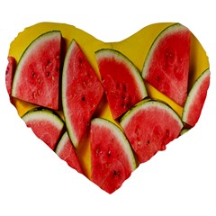 Watermelon Large 19  Premium Heart Shape Cushions