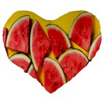 Watermelon Large 19  Premium Flano Heart Shape Cushions Back