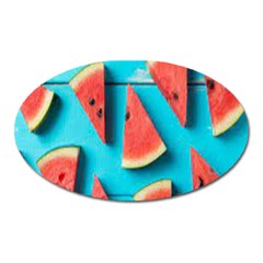 Watermelon Blue Background Oval Magnet by artworkshop