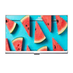 Watermelon Blue Background Business Card Holder by artworkshop