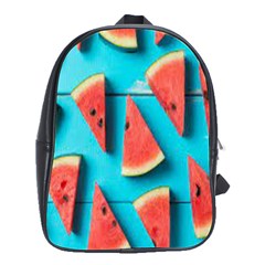 Watermelon Blue Background School Bag (large) by artworkshop