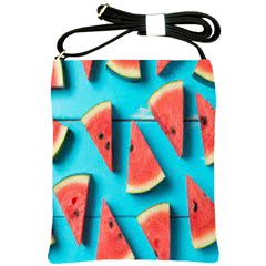 Watermelon Blue Background Shoulder Sling Bag by artworkshop