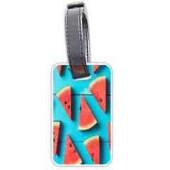 Watermelon Blue Background Luggage Tag (one Side) by artworkshop