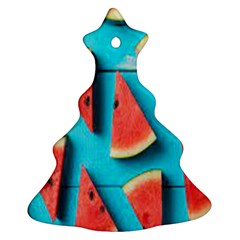 Watermelon Blue Background Ornament (christmas Tree)  by artworkshop