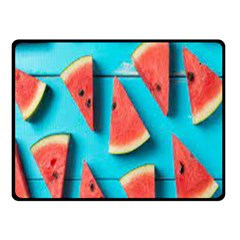 Watermelon Blue Background Double Sided Fleece Blanket (small)  by artworkshop