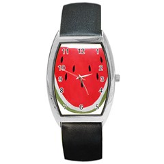 Watermelon Pillow Fluffy Barrel Style Metal Watch by artworkshop