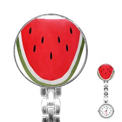 Watermelon Pillow Fluffy Stainless Steel Nurses Watch by artworkshop